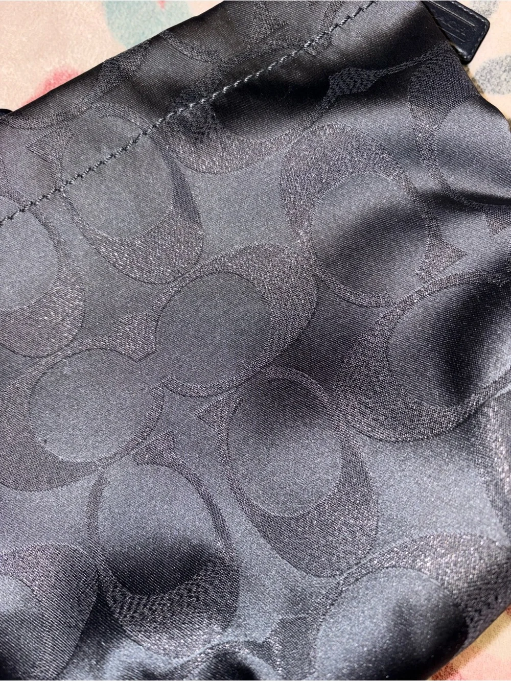 Coach Black Signature Jacquard Shoulder Bag with Leather Trim - Picture 4 of 8